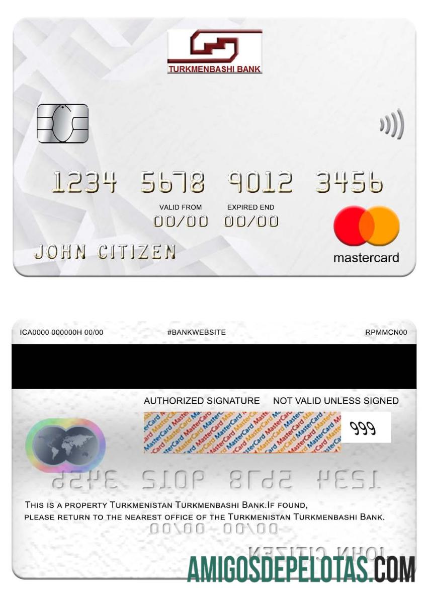 Turquemenistão Turkmenbashi Bank Mastercard exemplo real